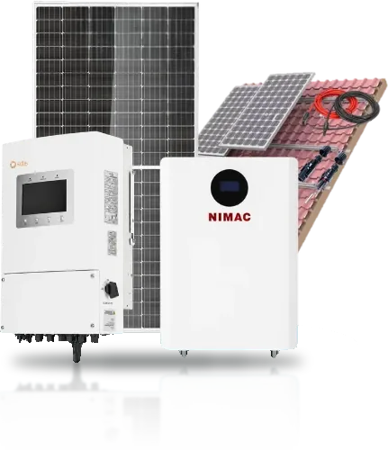 Kit solar híbrido: inversor, batería, panel solar y estructura para techo