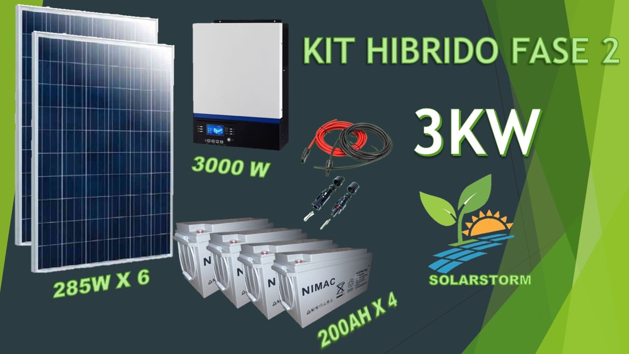 Kit Solar Off Grid Fotovoltaico 3000w Híbrido Base fase 2