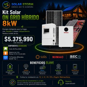 kit solar on grid híbrido 8kw con batería de litio