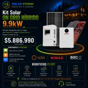 kit solar 9.9kw on grid híbrido con baterías de litio